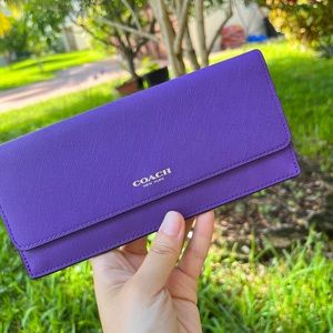 COACH 49350 SAFFIANO LEATHER SOFT WALLET Purple